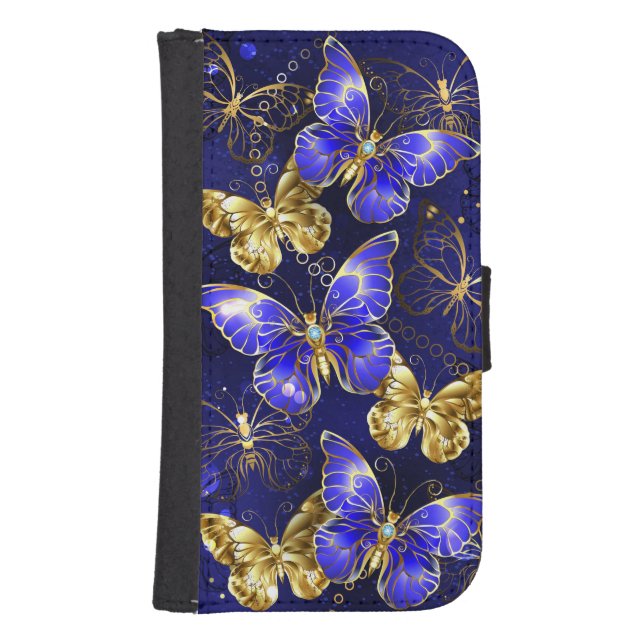Composition with Sapphire Butterflies Samsung Galaxy Wallet Case (Front)