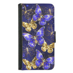 Composition with Sapphire Butterflies Samsung Galaxy S5 Wallet Case