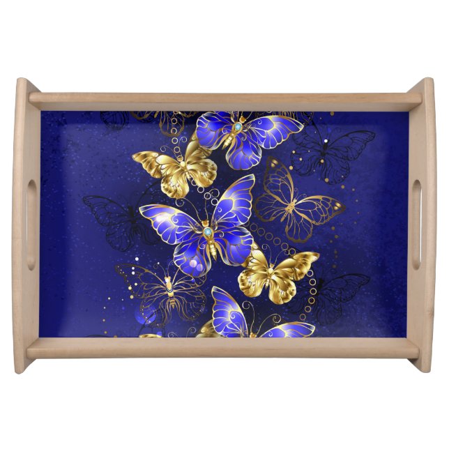 Composition with Sapphire Butterflies Serving Tray (Front)