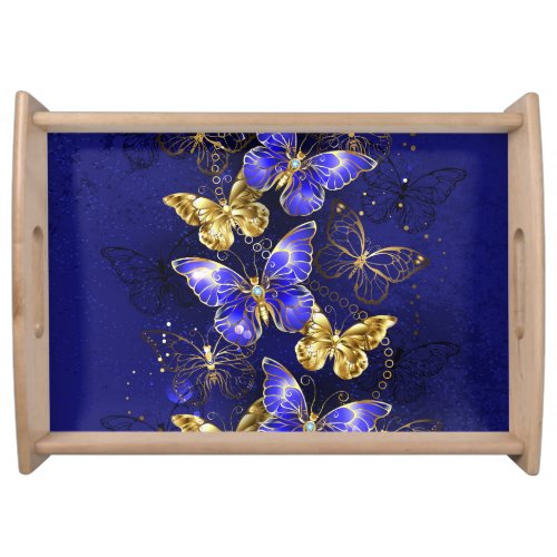 Composition with Sapphire Butterflies Serving Tray