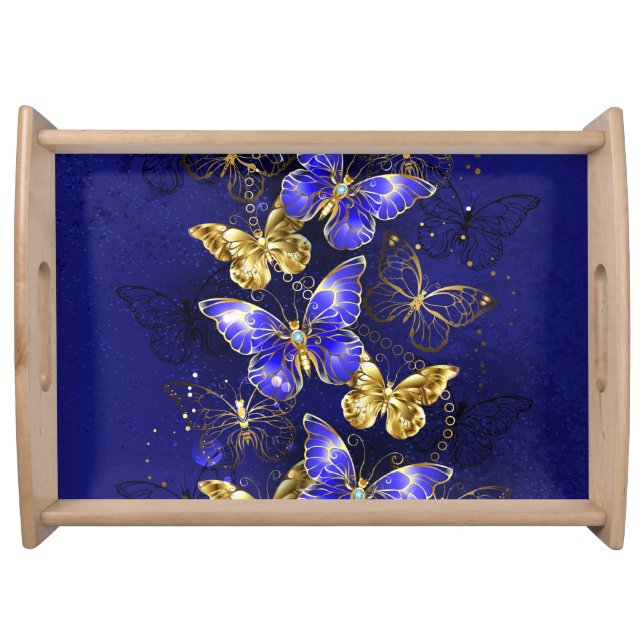 Composition with Sapphire Butterflies Serving Tray (Front)