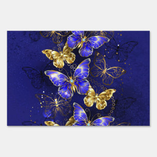 Composition with Sapphire Butterflies Sign