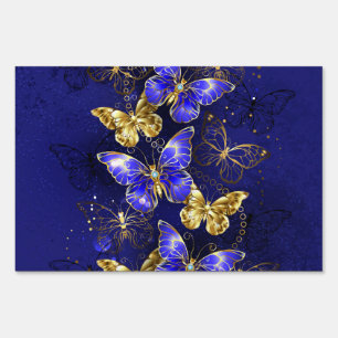 Composition with Sapphire Butterflies Sign