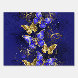 Composition with Sapphire Butterflies Sign