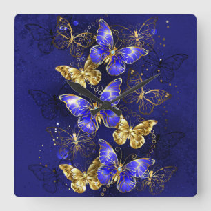 Composition with Sapphire Butterflies Square Wall Clock