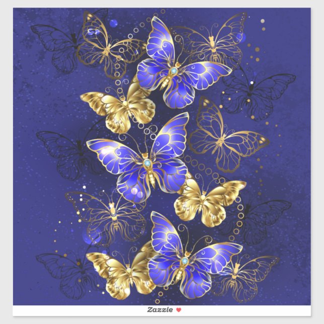 Composition with Sapphire Butterflies Sticker (Sheet)