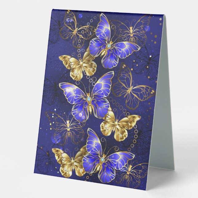 Composition with Sapphire Butterflies Table Tent (Front)