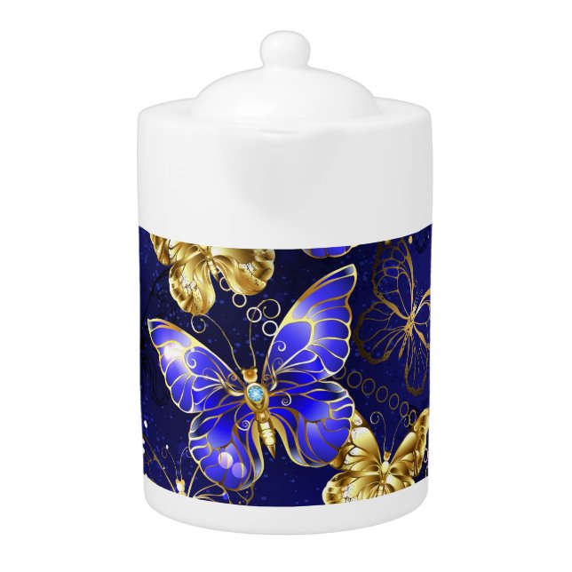 Composition with Sapphire Butterflies Teapot (Front)