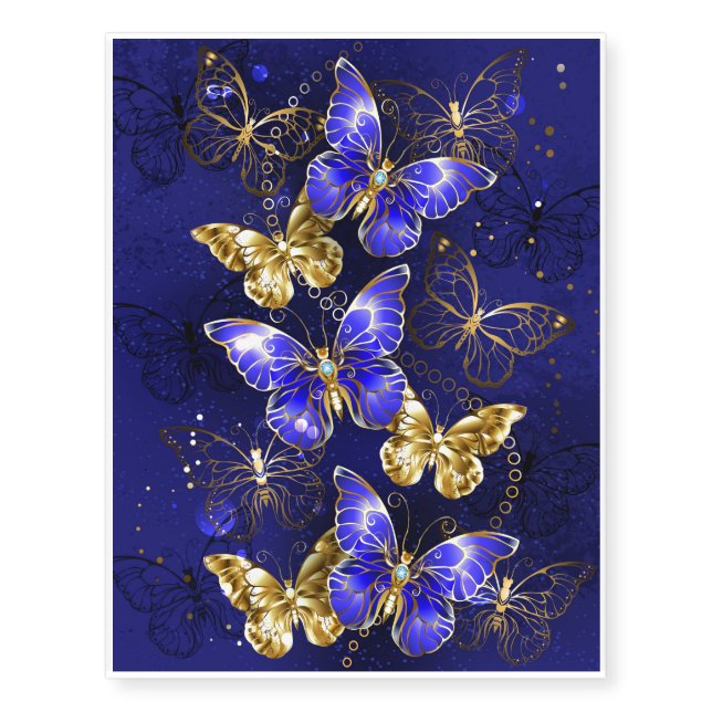 Composition with Sapphire Butterflies Temporary Tattoos (Front)