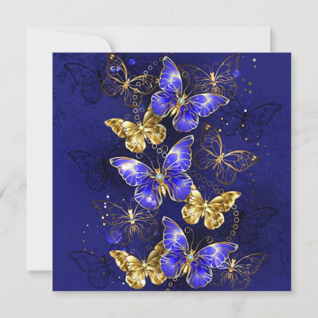 Composition with Sapphire Butterflies Thank You Card (Front)