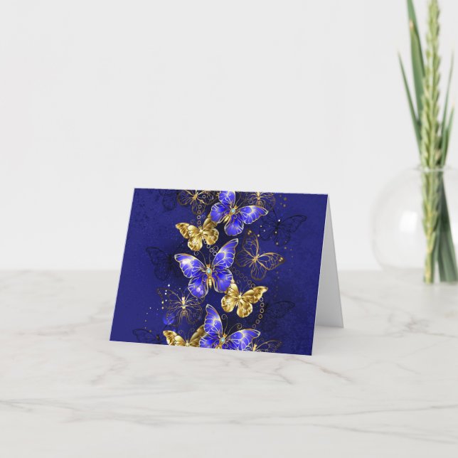 Composition with Sapphire Butterflies Thank You Card (Front)