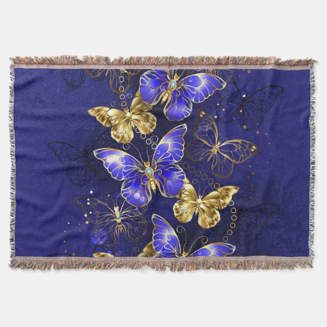 Composition with Sapphire Butterflies Throw Blanket (Front)