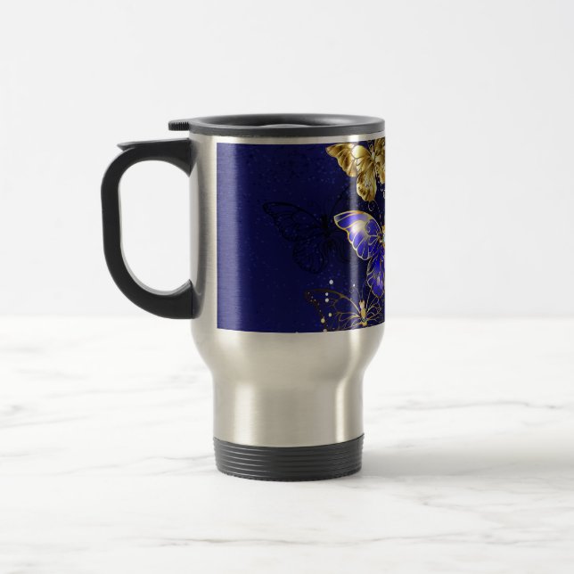 Composition with Sapphire Butterflies Travel Mug (Left)