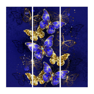Composition with Sapphire Butterflies Triptych