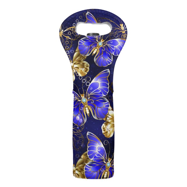 Composition with Sapphire Butterflies Wine Bag (Front)