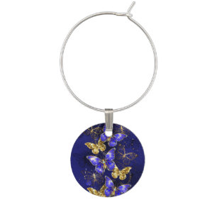 Composition with Sapphire Butterflies Wine Charm
