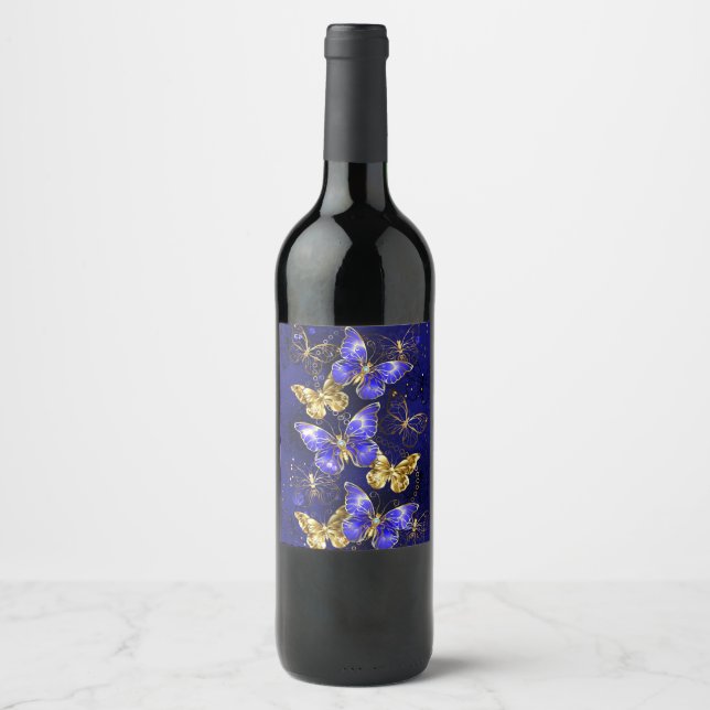 Composition with Sapphire Butterflies Wine Label (Front)