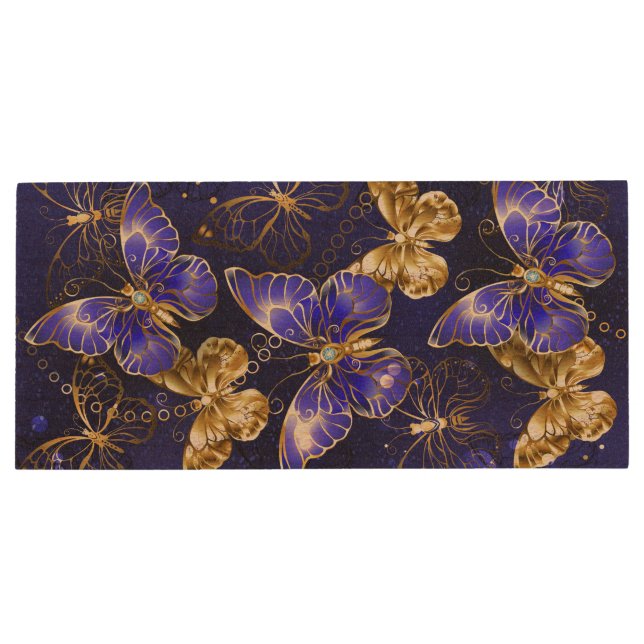 Composition with Sapphire Butterflies Wood Flash Drive (Back)