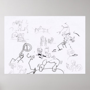 Composition with Surreal Drawings Coloring P 2 Poster