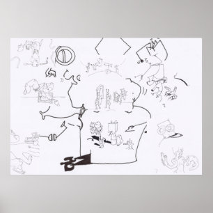 Composition with Surreal Drawings Coloring P 3 Poster