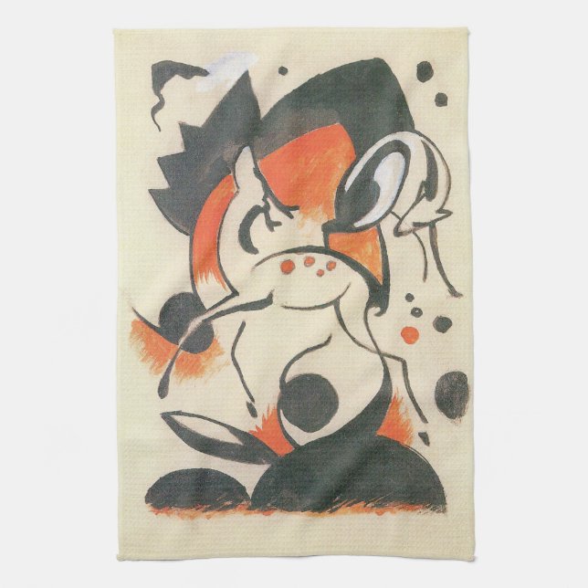 Composition with Two Deer by Franz Marc Kitchen Towel (Vertical)