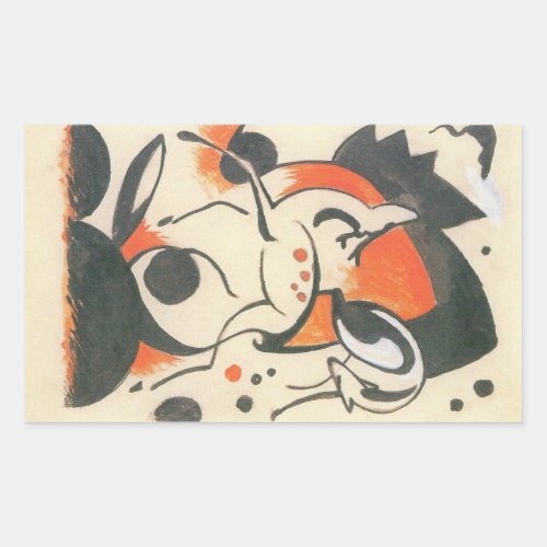 Composition with Two Deer by Franz Marc Rectangular Sticker