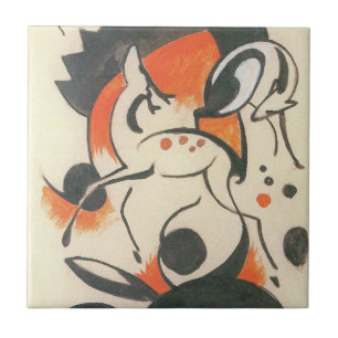 Composition with Two Deer by Franz Marc Tile