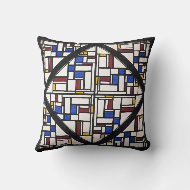 Composition with Window with Coloured Glass Throw Pillow (Back)