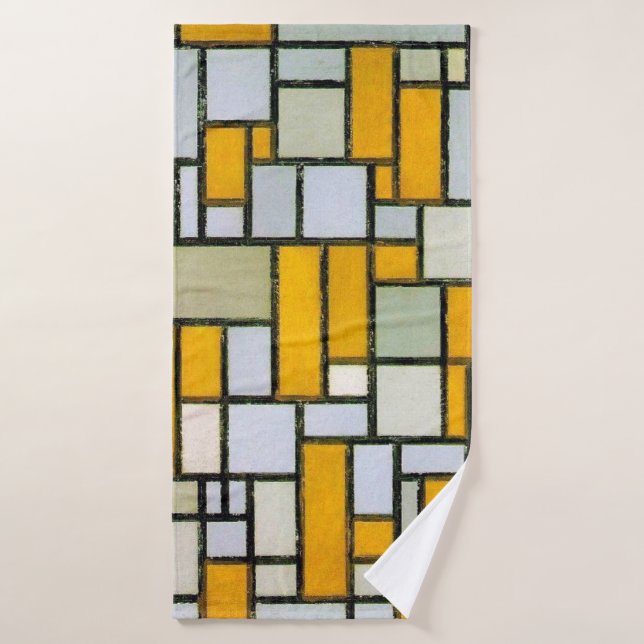 Composition Yellow and Gray, Mondrian Bath Towel (Bath Towel)