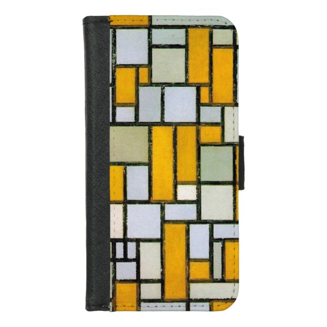Composition Yellow and Gray, Mondrian iPhone Wallet Case (Front)