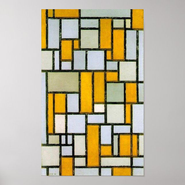 Composition Yellow and Gray, Mondrian Poster (Front)