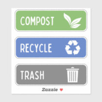 Compost Bin, Recycle, Trash Stickers
