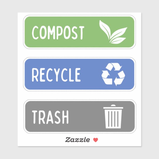 Compost Bin, Recycle, Trash Stickers (Sheet)