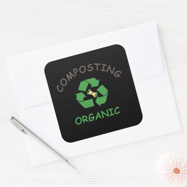 compost composting composter organic farming square sticker (Envelope)