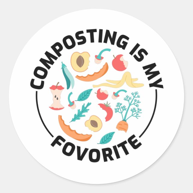 Composting Compost Garden Gardener Funny Gift Classic Round Sticker (Front)