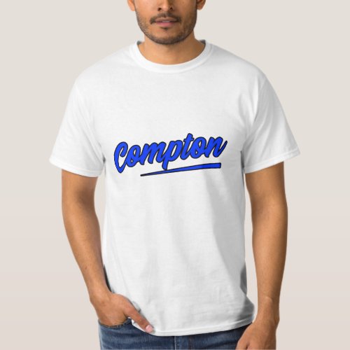 Compton California Blue Typography T_Shirt