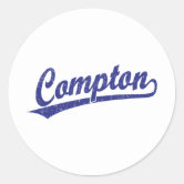 Sanchez script logo in blue classic round sticker