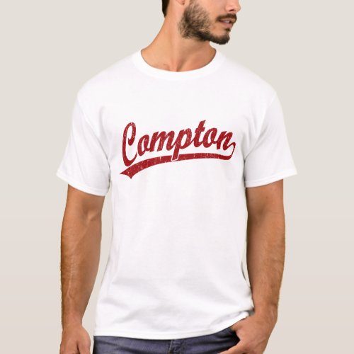 Compton script logo in red T_Shirt