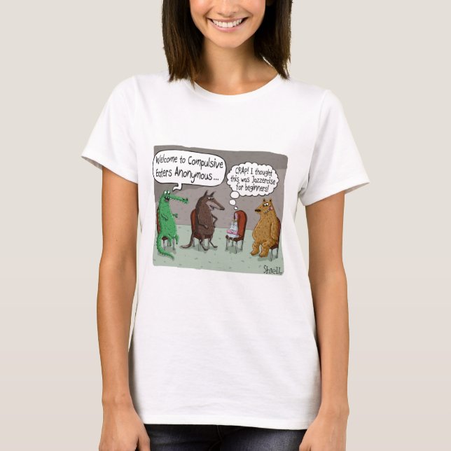 COMPULSIVE EATERS ANONLYMOUS with CUTE ANIMALS T-Shirt (Front)