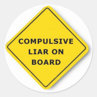 Compulsive Liar On Board Classic Round Sticker