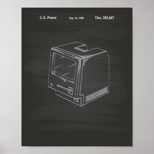 Computer 1986 Patent Art Chalkboard Poster (Front)