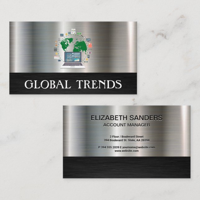 Computer Analyst World Map Business Card (Front/Back)