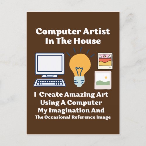 Computer artist in the house  postcard