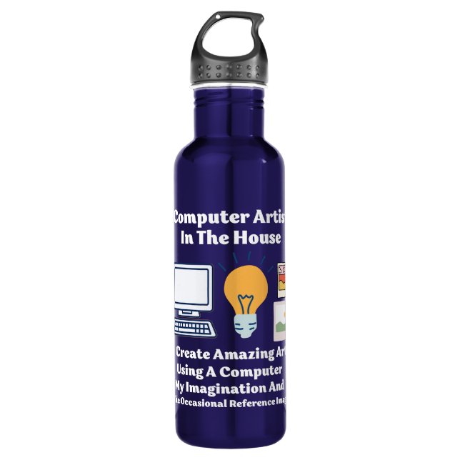 Computer artist in the house  stainless steel water bottle (Front)