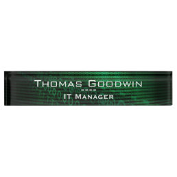 Computer Binary Code Data Networking IT Manager Desk Name Plate