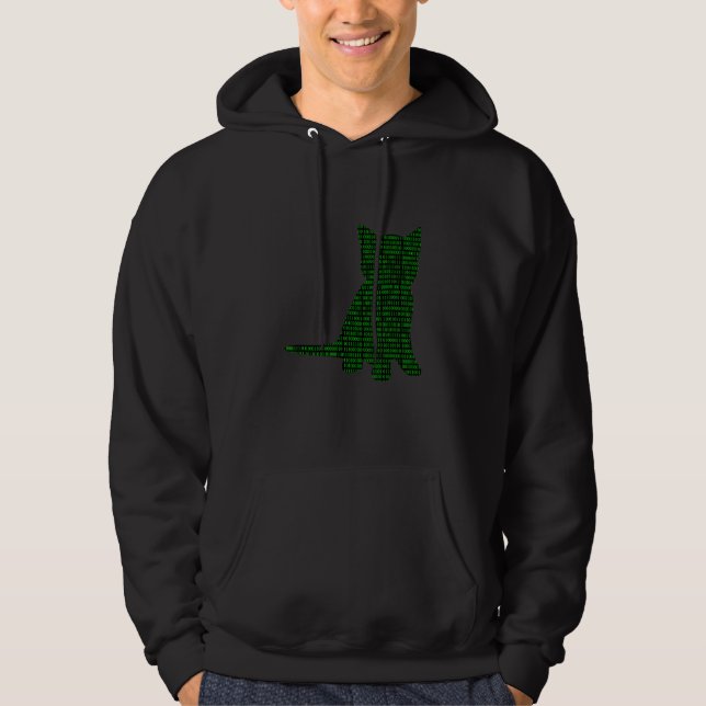 Computer Binary Numbers Cat  Programmer Coder Men  Hoodie (Front)