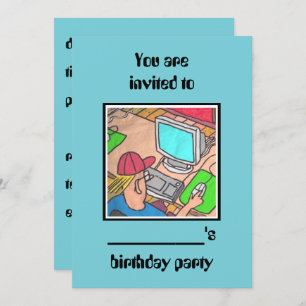 #computer birthday party invite by dalDesignNZ