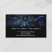 Computer Blue Motherboard Laptop Technician Repair Business Card at Zazzle