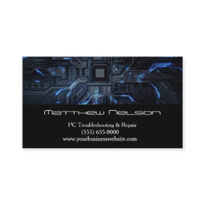 Computer Blue Motherboard Laptop Technician Repair Business Card