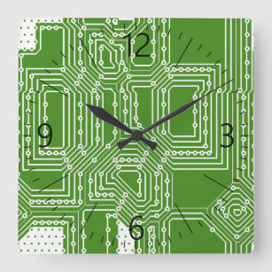 Computer board pattern square wall clock
